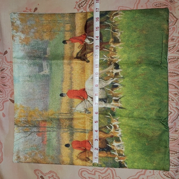 Fox Hunting Horse Pillow Cover Jump Horse English Saddle Hound Beagle England - Picture 11 of 13